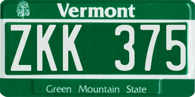 VT license plate ZKK375