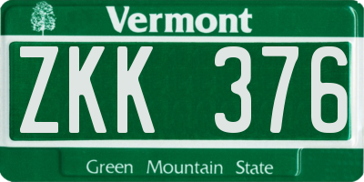VT license plate ZKK376