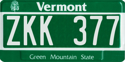 VT license plate ZKK377