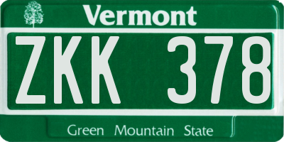 VT license plate ZKK378