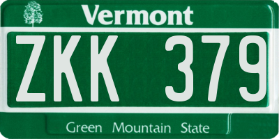 VT license plate ZKK379