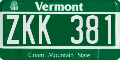 VT license plate ZKK381