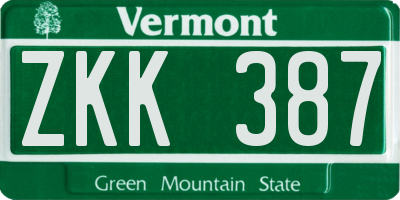 VT license plate ZKK387