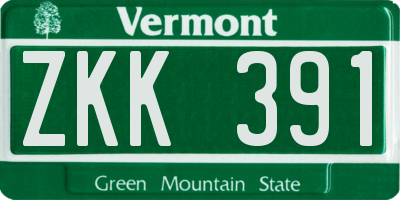VT license plate ZKK391