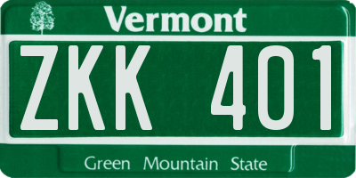 VT license plate ZKK401
