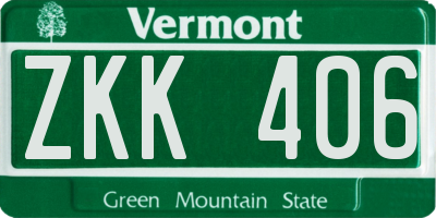 VT license plate ZKK406