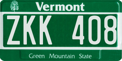 VT license plate ZKK408