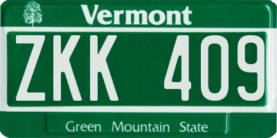 VT license plate ZKK409