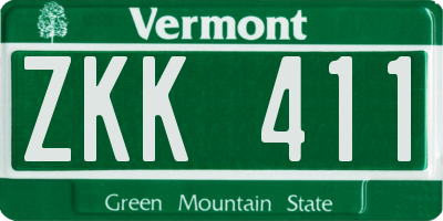 VT license plate ZKK411