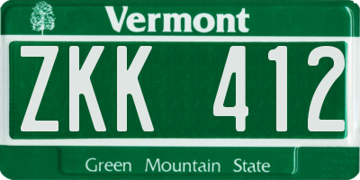 VT license plate ZKK412