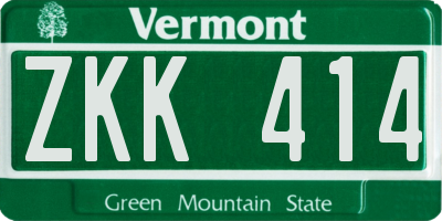 VT license plate ZKK414
