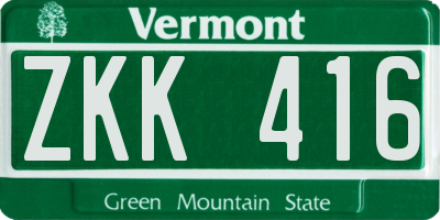 VT license plate ZKK416