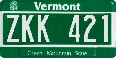 VT license plate ZKK421