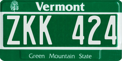 VT license plate ZKK424