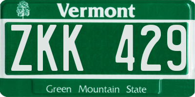 VT license plate ZKK429