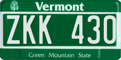 VT license plate ZKK430
