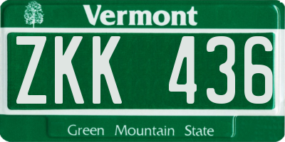 VT license plate ZKK436