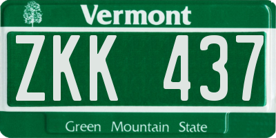 VT license plate ZKK437