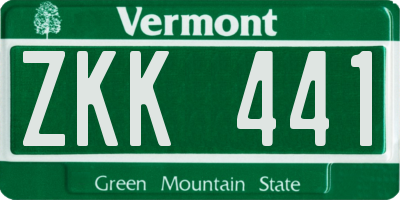 VT license plate ZKK441