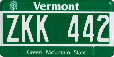 VT license plate ZKK442