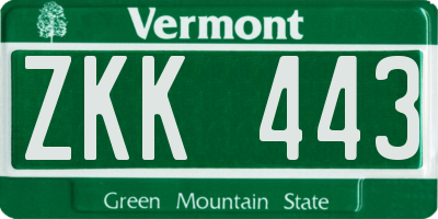 VT license plate ZKK443