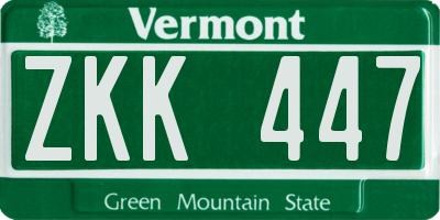 VT license plate ZKK447