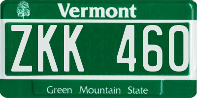 VT license plate ZKK460