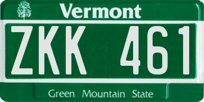 VT license plate ZKK461