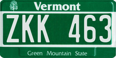 VT license plate ZKK463