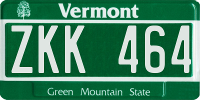 VT license plate ZKK464