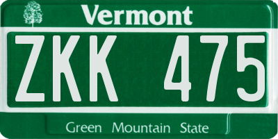VT license plate ZKK475