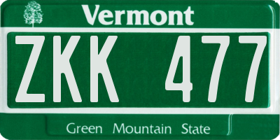 VT license plate ZKK477