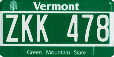 VT license plate ZKK478