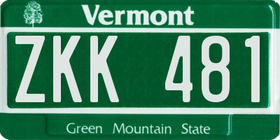 VT license plate ZKK481