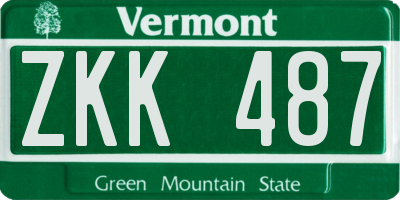 VT license plate ZKK487