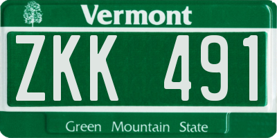 VT license plate ZKK491