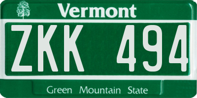 VT license plate ZKK494