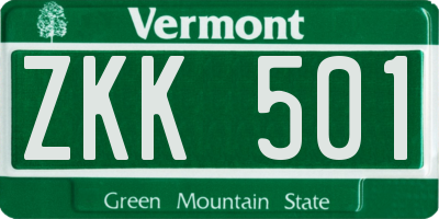 VT license plate ZKK501