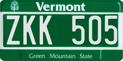 VT license plate ZKK505