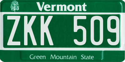 VT license plate ZKK509