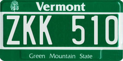 VT license plate ZKK510