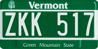 VT license plate ZKK517