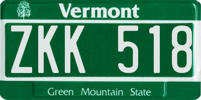 VT license plate ZKK518