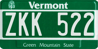 VT license plate ZKK522