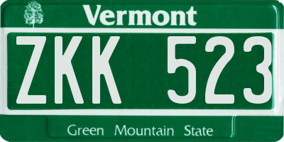 VT license plate ZKK523