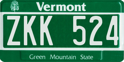 VT license plate ZKK524