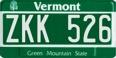 VT license plate ZKK526