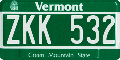 VT license plate ZKK532
