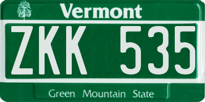 VT license plate ZKK535