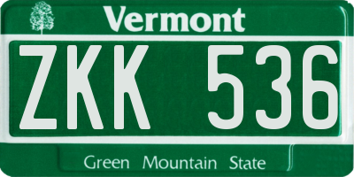 VT license plate ZKK536